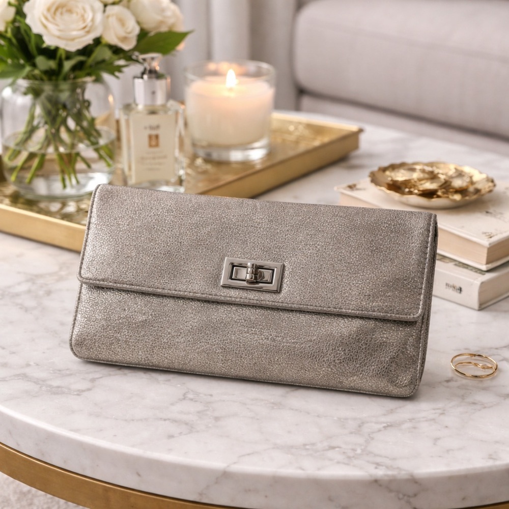 Soft Gray Micro Suede Envelope Clutch | Minimalist Evening Neutral